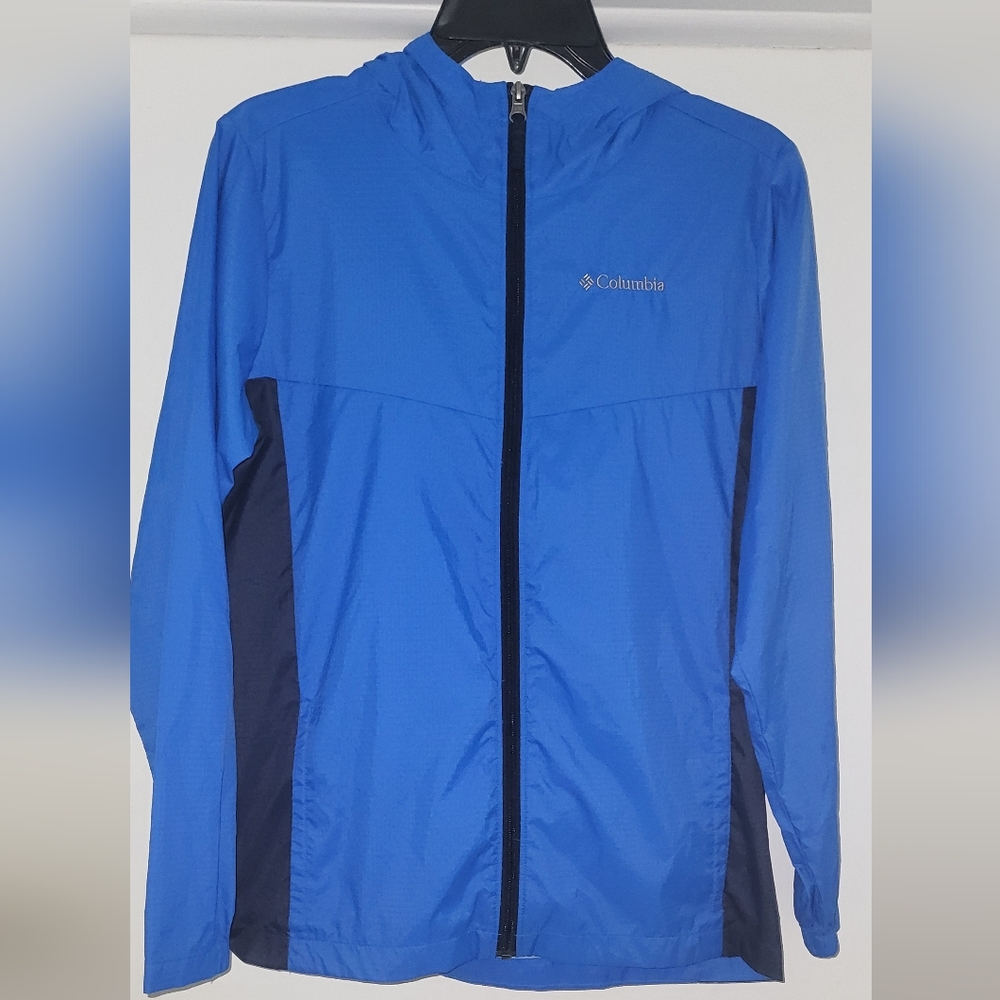 Boys Size L Columbia Full Zip Hooded Windbreaker